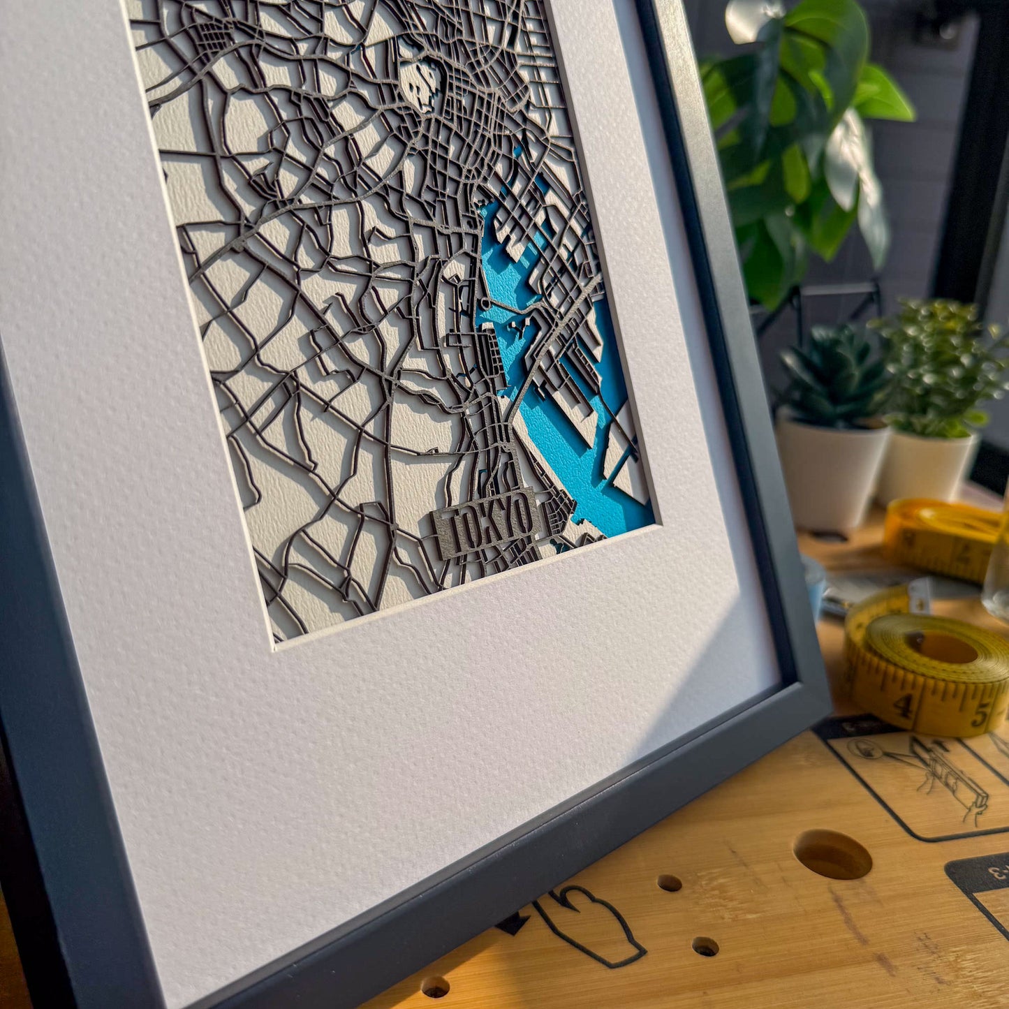 Tokyo City Map Art Framed Illustration Board Edition