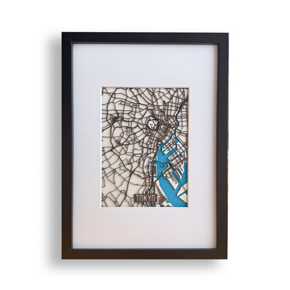 Tokyo City Map Art Framed Illustration Board Edition