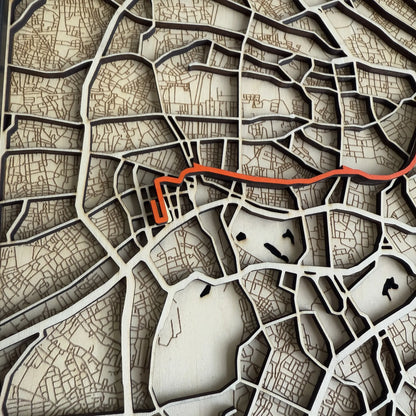 Tokyo Marathon Map – Handcrafted Wood Route Art – Runner Gift