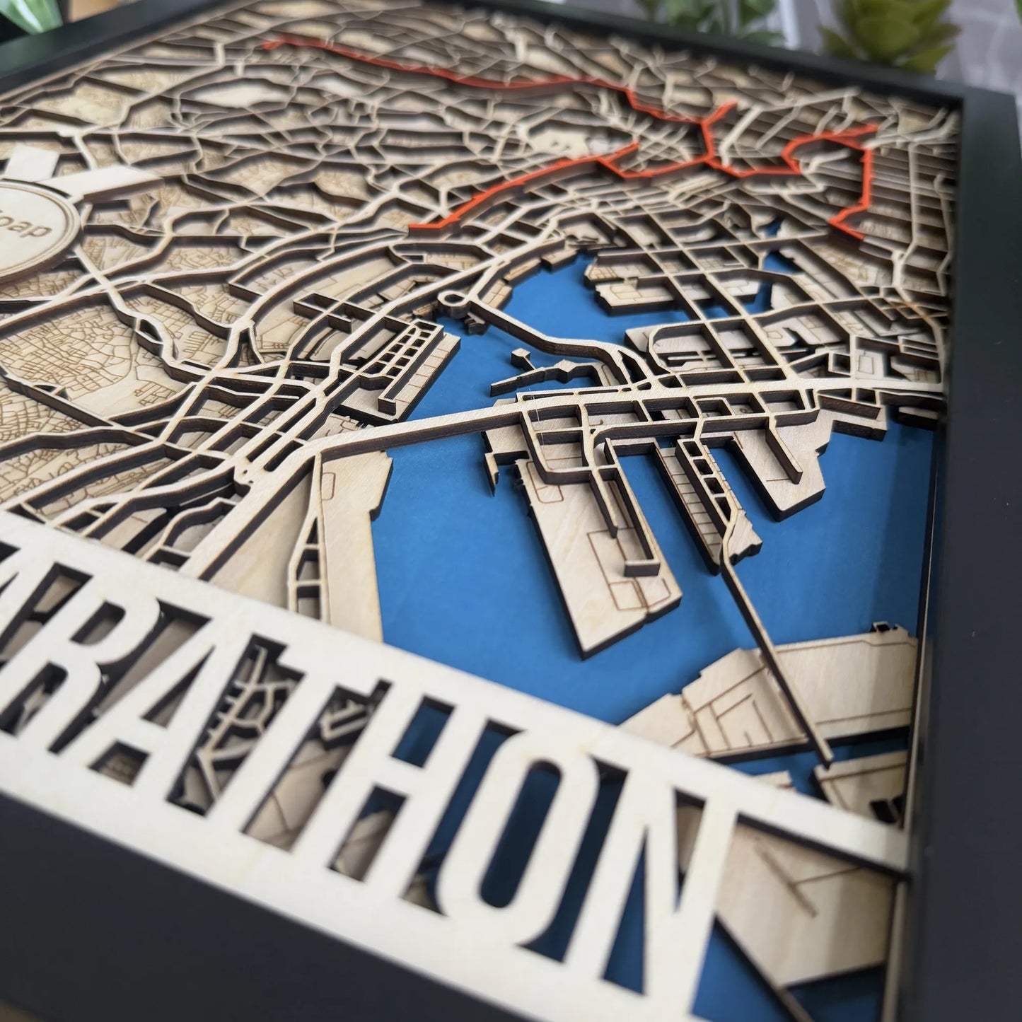 Tokyo Marathon Map – Handcrafted Wood Route Art – Runner Gift