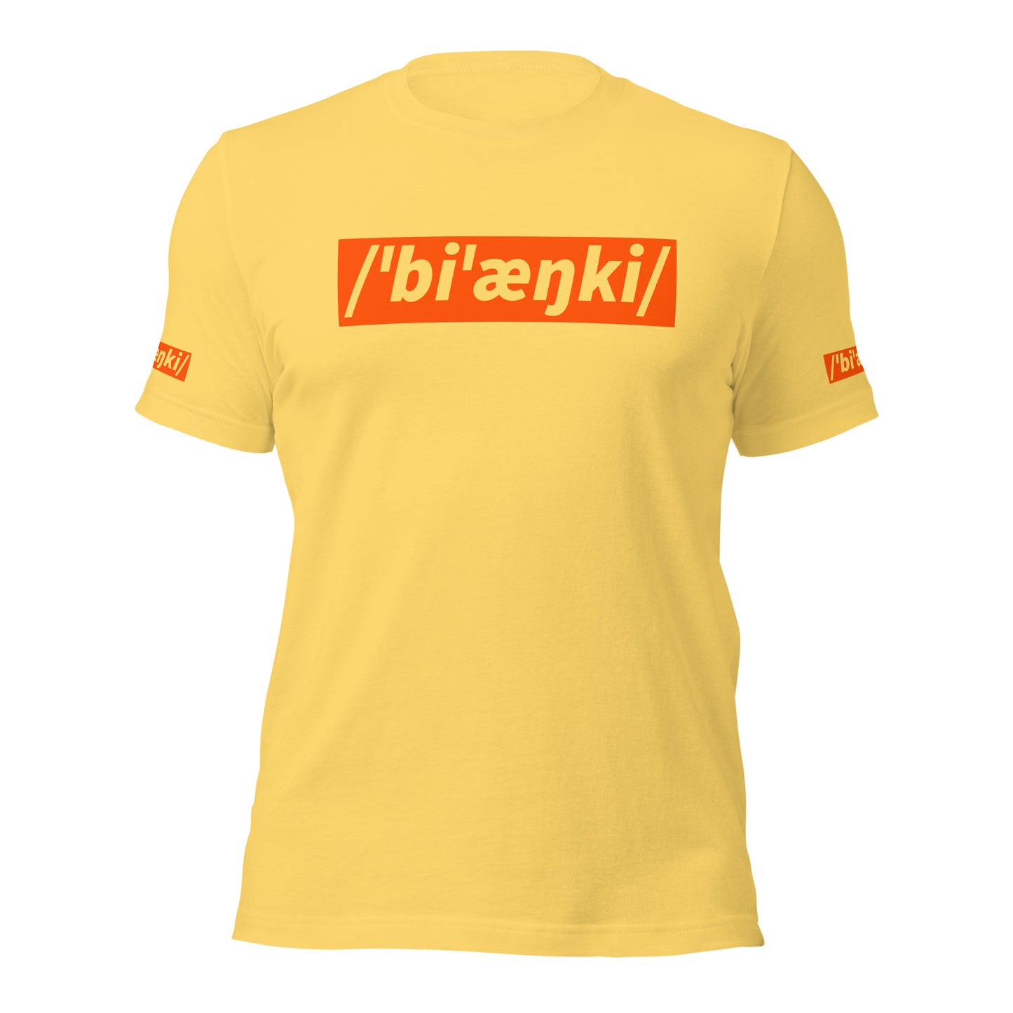 Bianchi Bicycle T-Shirt, Adult Cyclist, Phonetic Spelling AT004