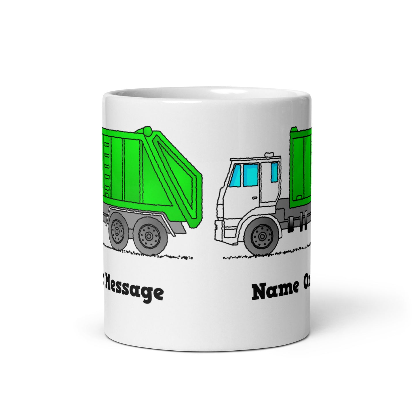 Green Garbage Truck Mug, Personalized