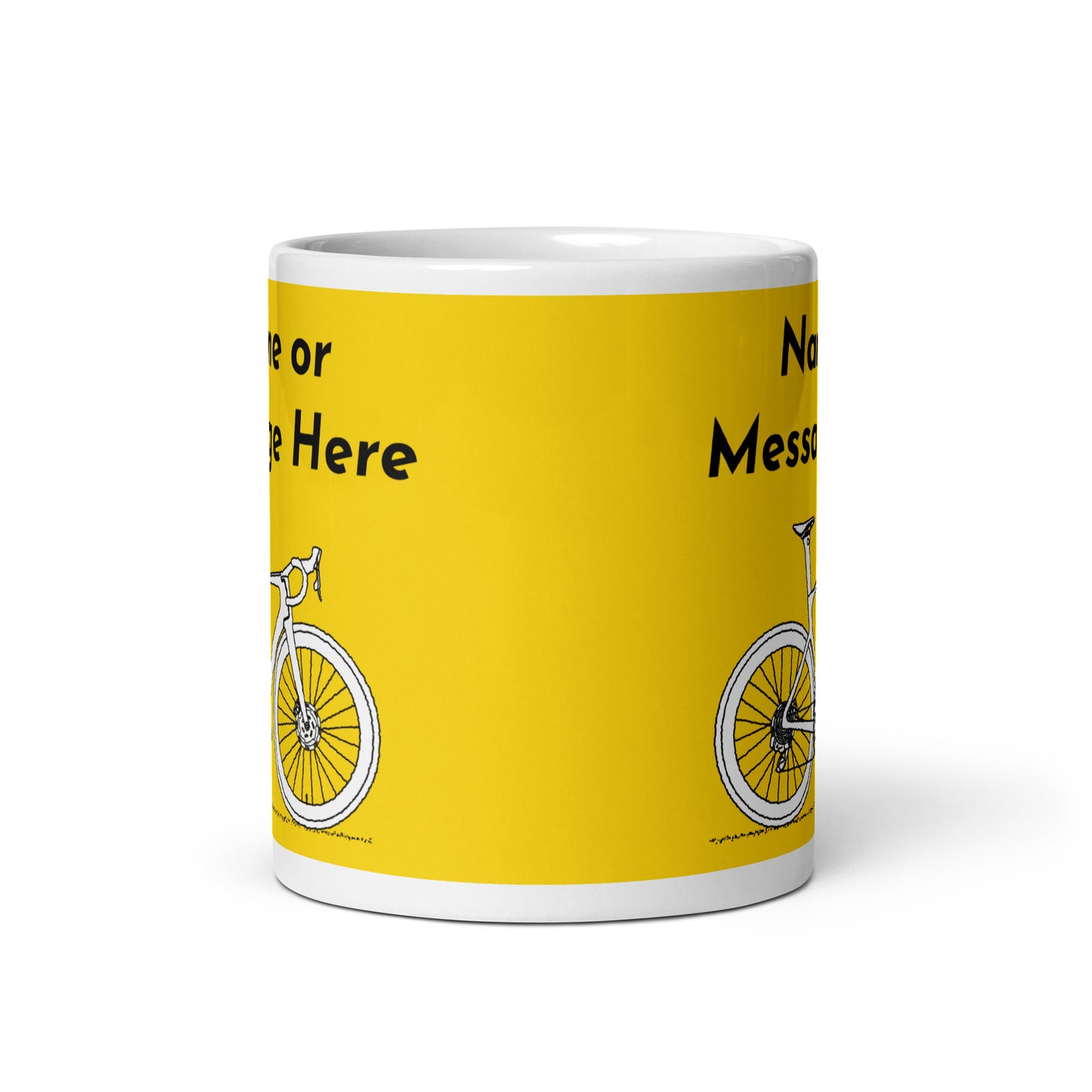 Personalised Sir Velo Bike Mug, Cyclist Yellow