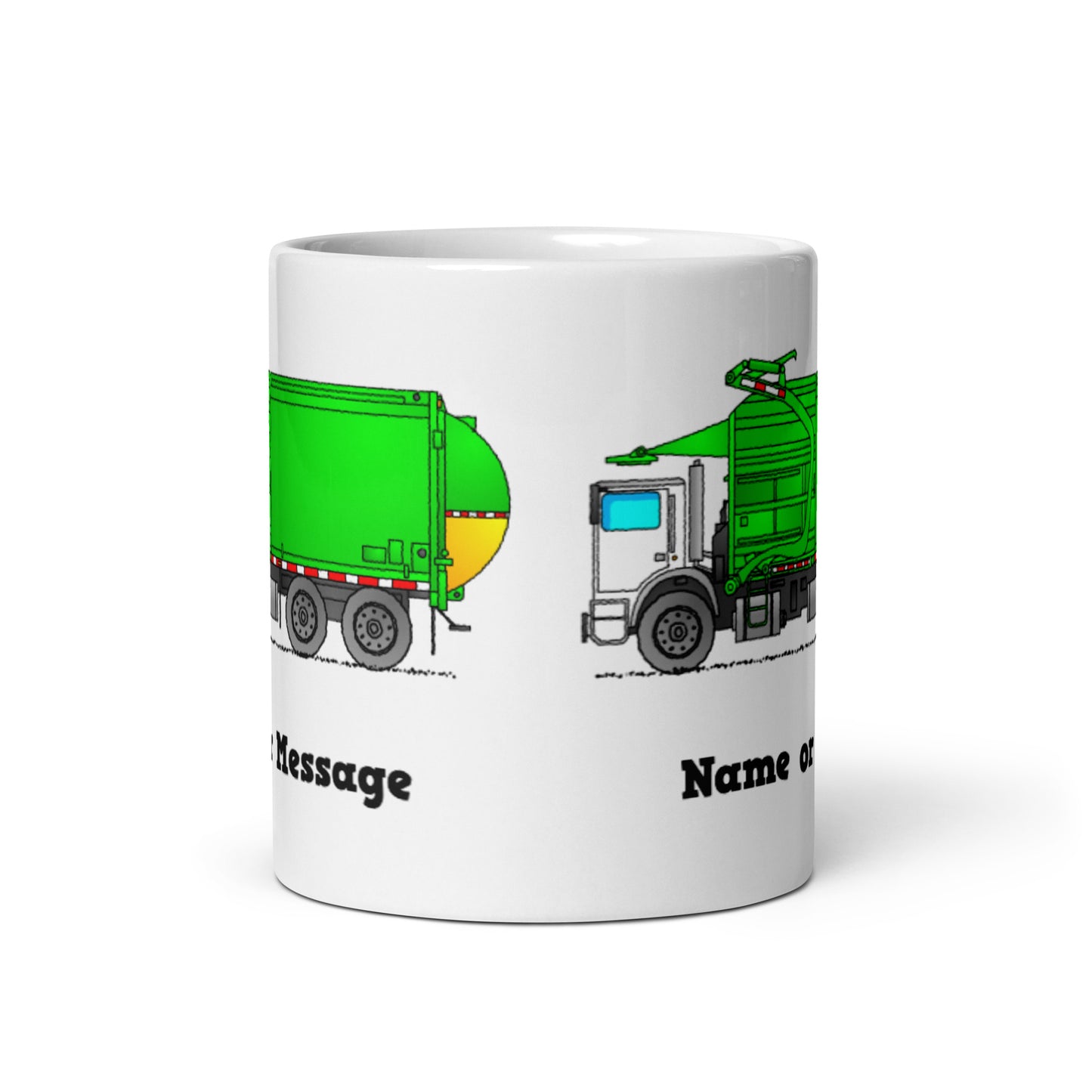 Personalized Green Garbage Truck Mug