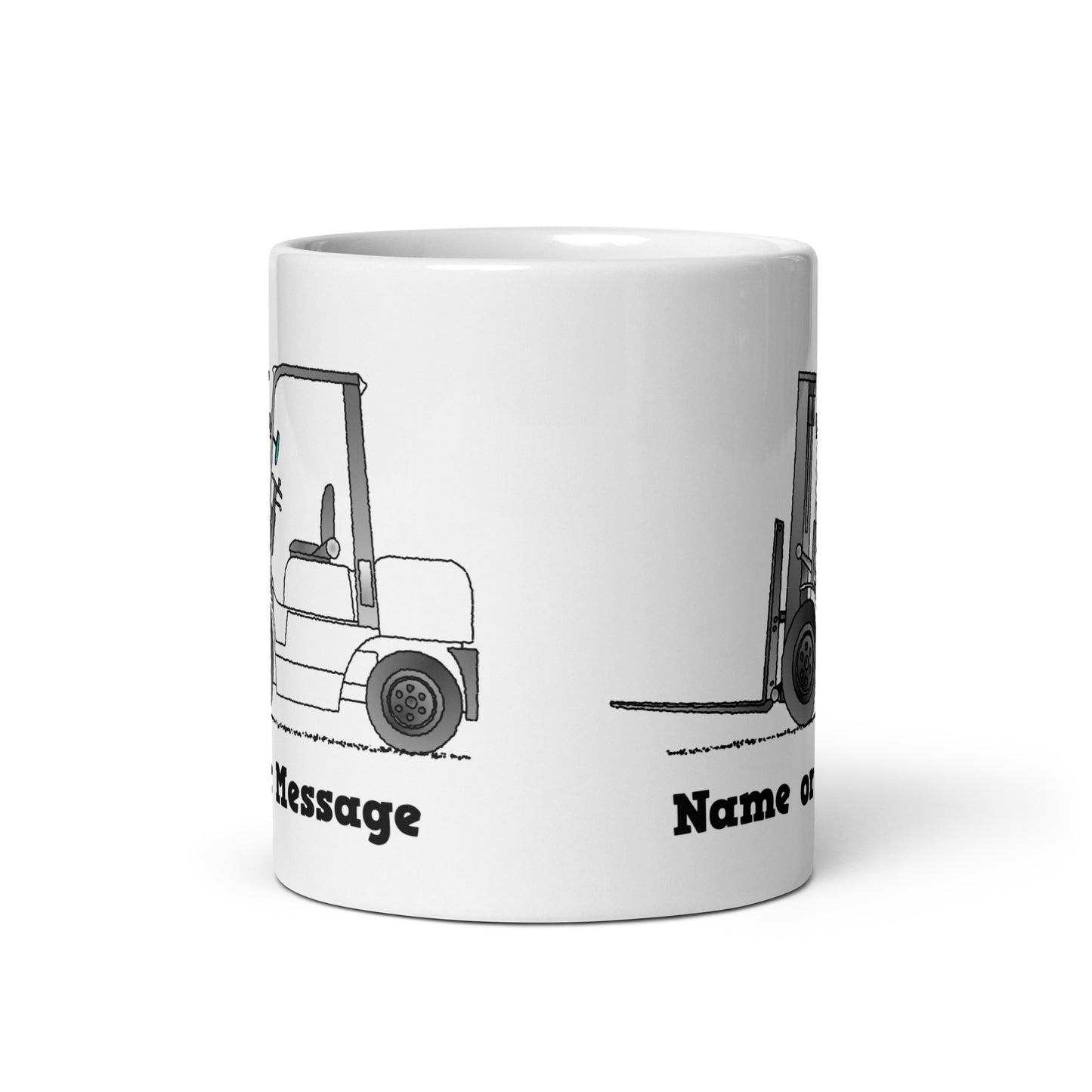 Personalized White Forklift Truck Mug