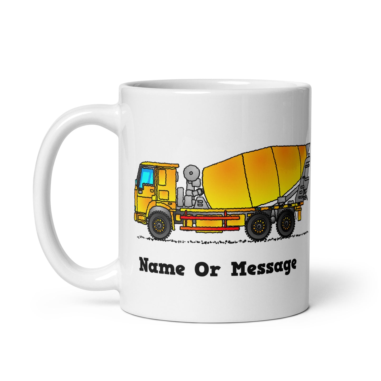 Personalized Yellow Concrete Mixer Mug