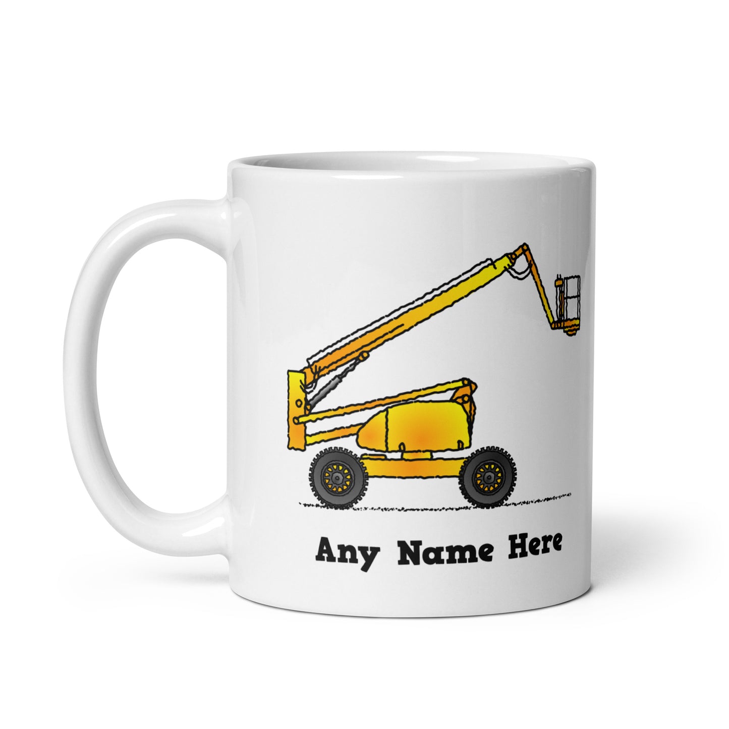 Personalized Yellow Boom Lift Mug