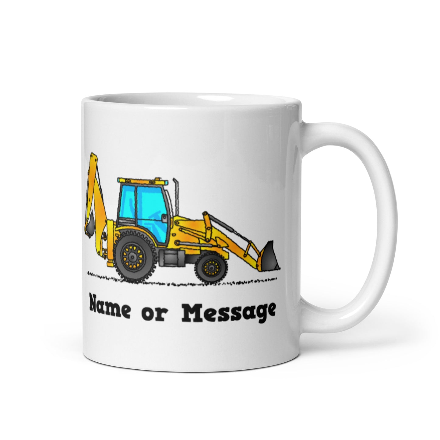 Personalized Yellow Backhoe Mug