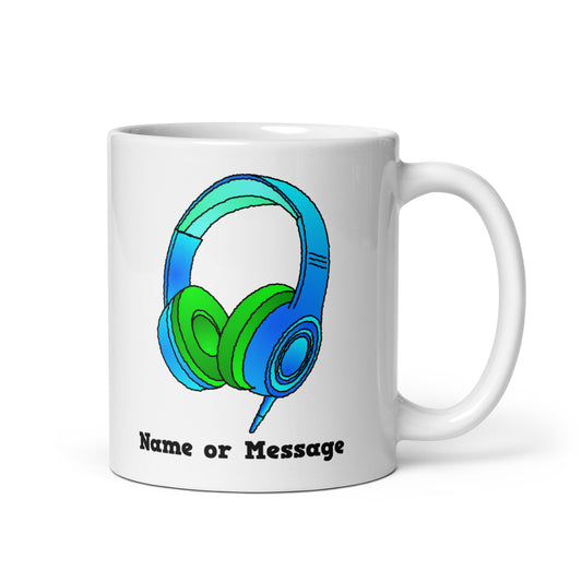 Personalized Blue DJ Headphones Mug