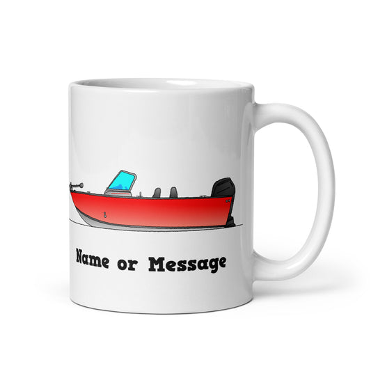 Personalized Red Aluminium Fishing Boat Mug