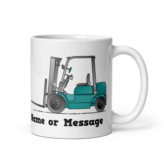 Personalized Blue Forklift Truck Mug