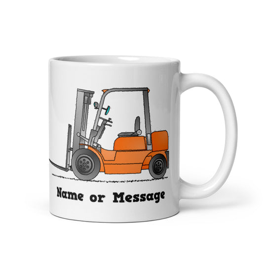 Personalized Orange Forklift Truck Mug