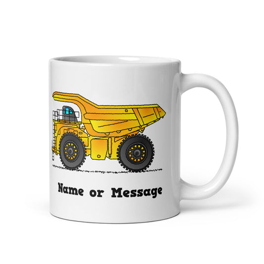 Personalized Yellow Dump Truck Mug