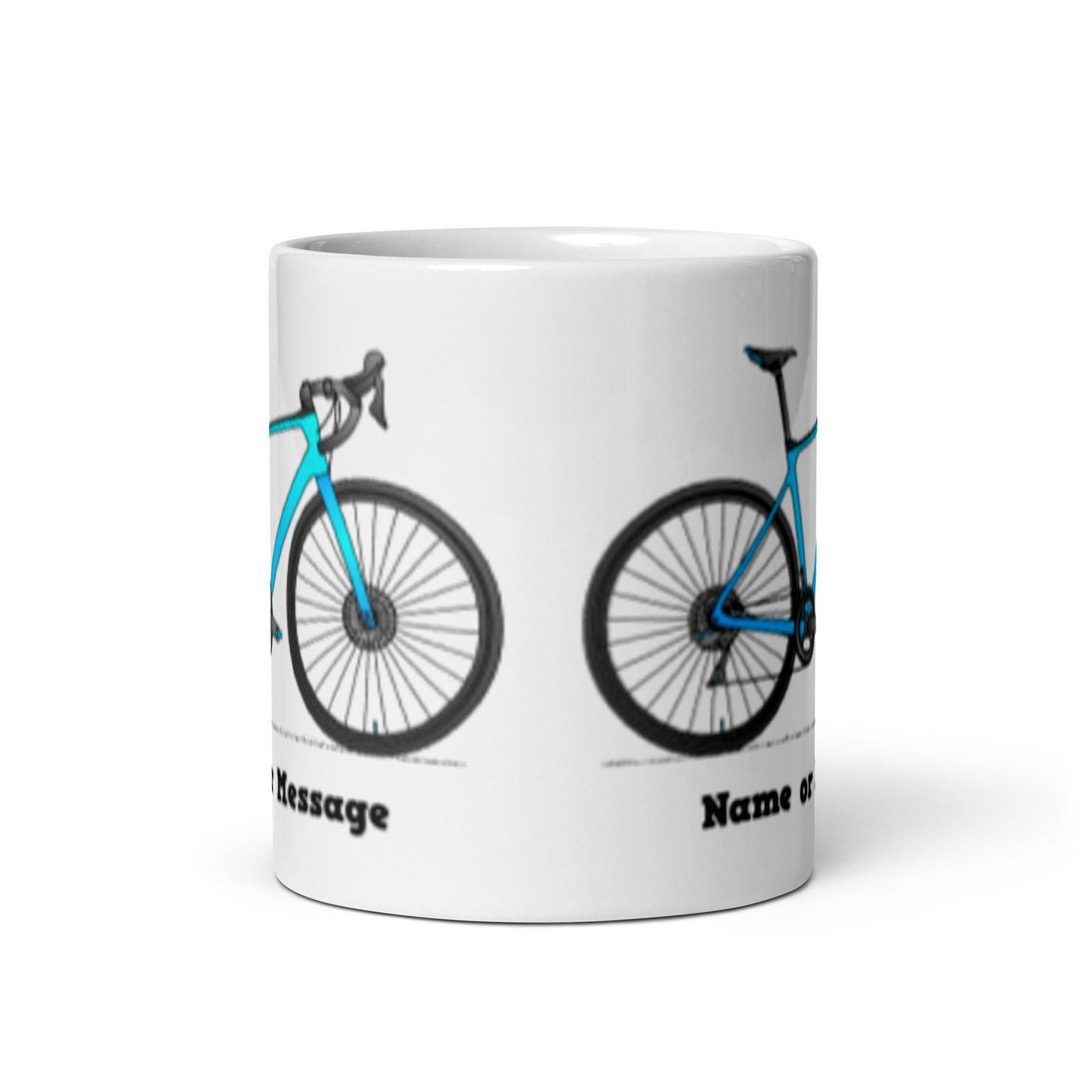 Celeste Road Bike Mug. Bicycle Cup. Custom Message.