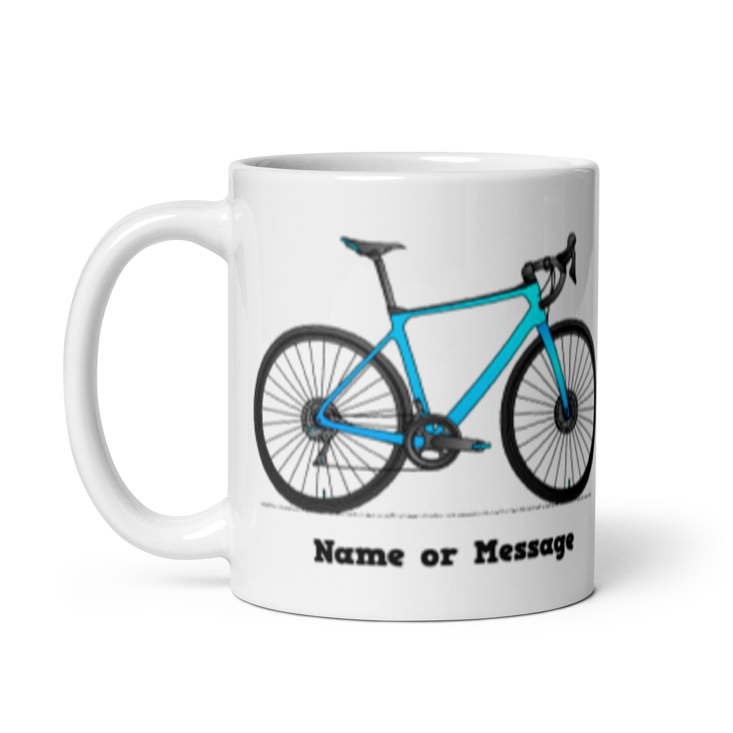 Celeste Road Bike Mug. Bicycle Cup. Custom Message.