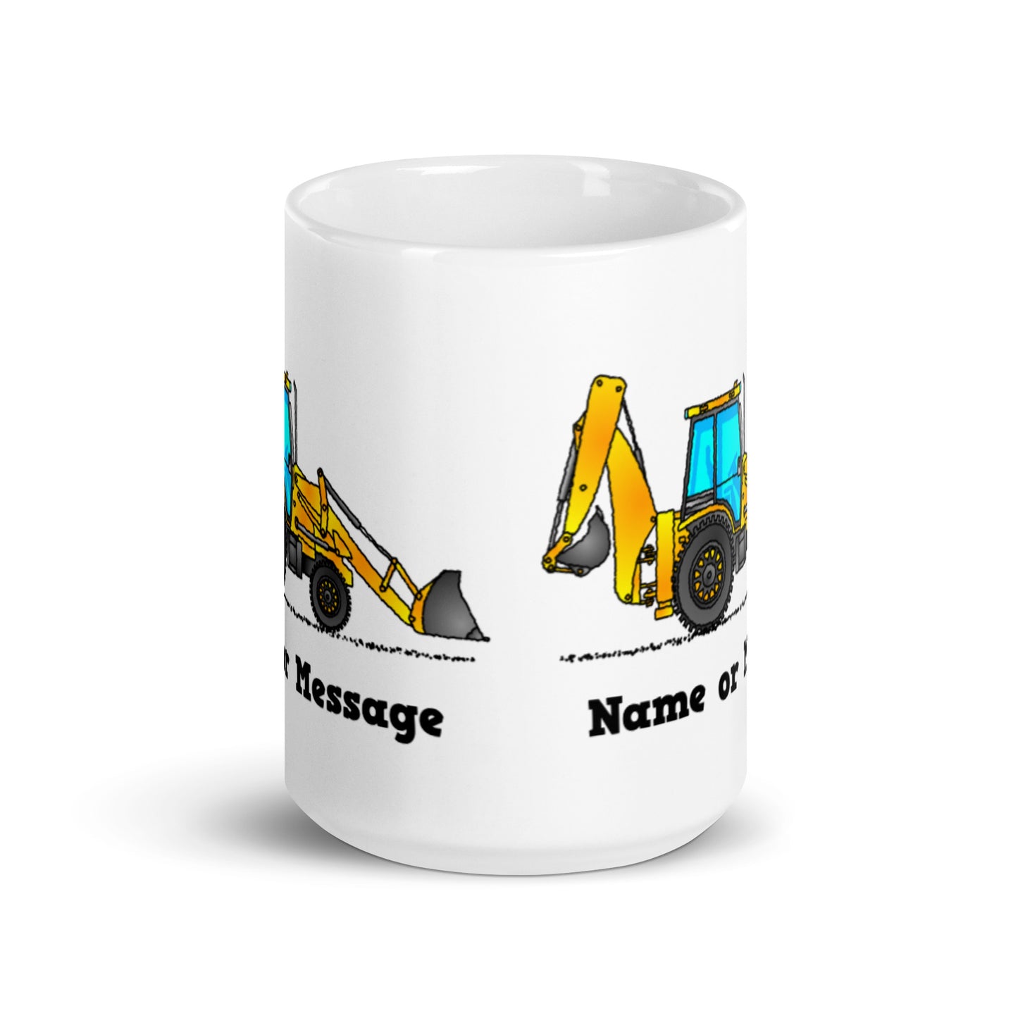 Personalized Yellow Backhoe Mug