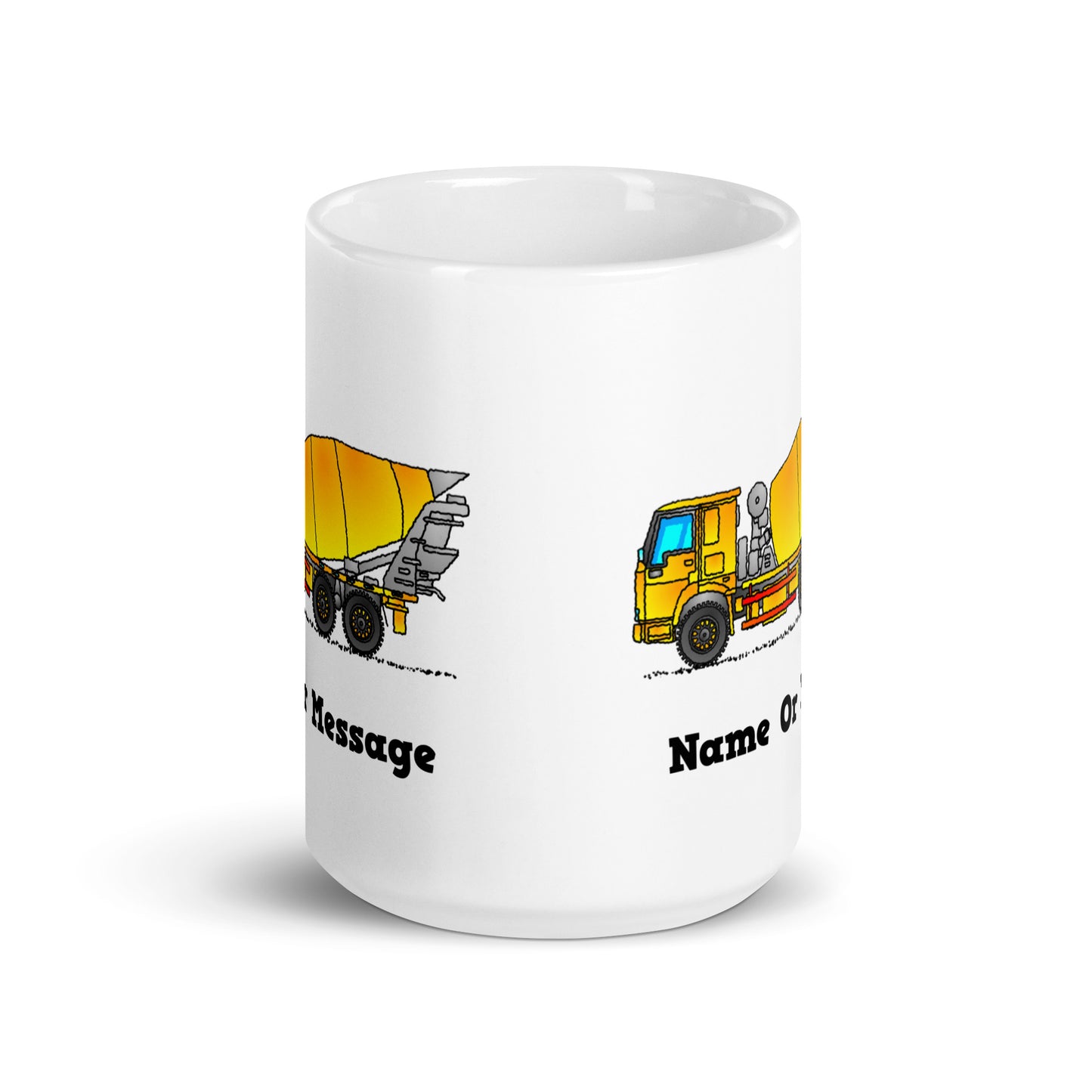 Personalized Yellow Concrete Mixer Mug