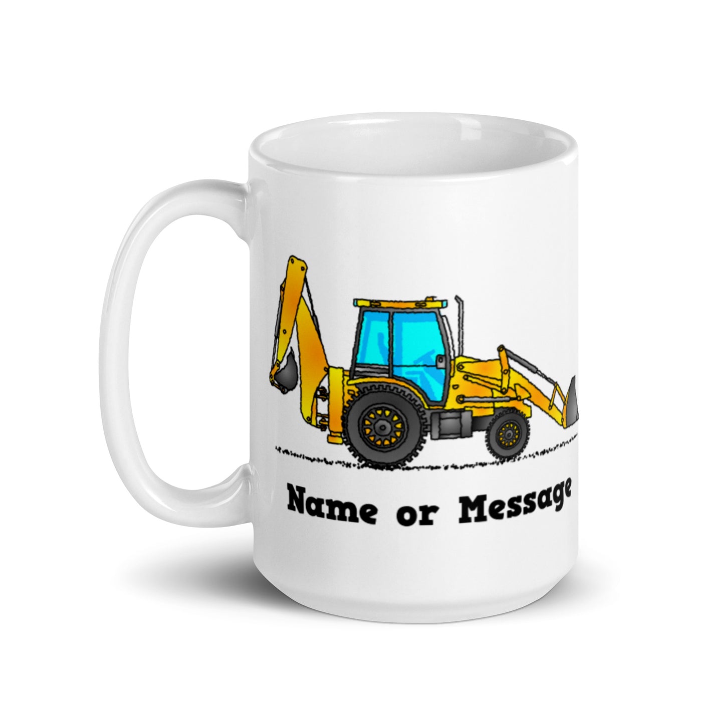 Personalized Yellow Backhoe Mug