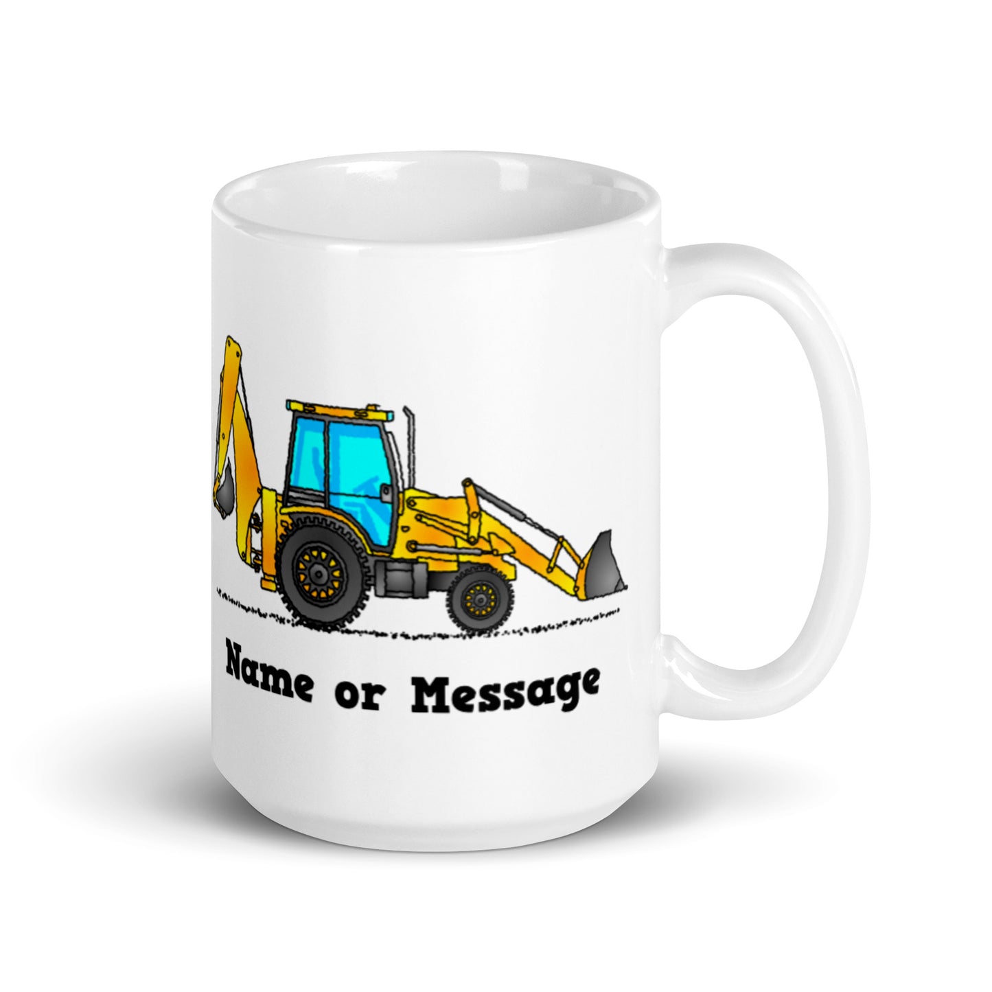 Personalized Yellow Backhoe Mug