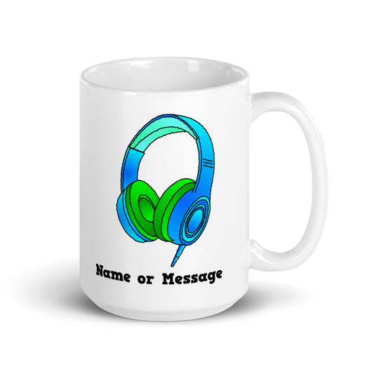 Personalized Blue DJ Headphones Mug