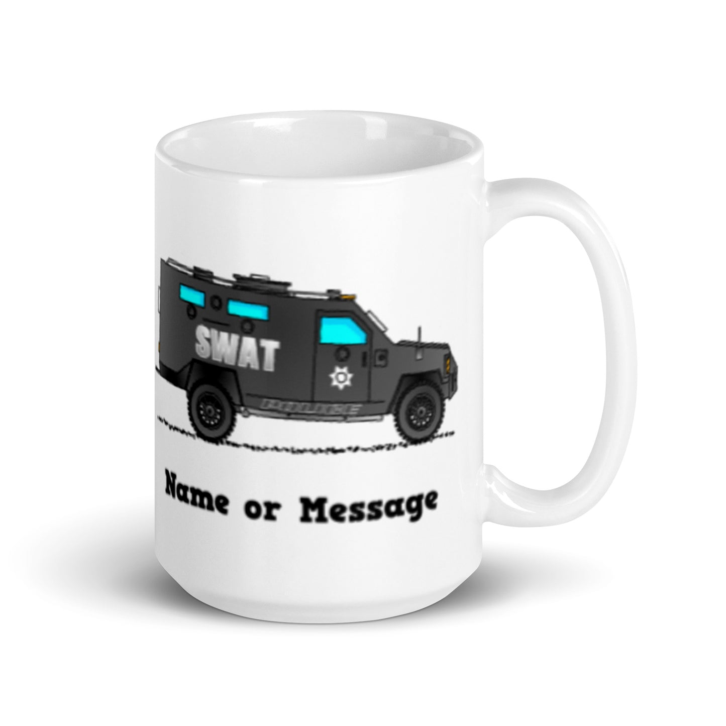 Police SWAT Truck Mug. Personalized Coffee Cup, S.W.A.T. Car Custom Name M056