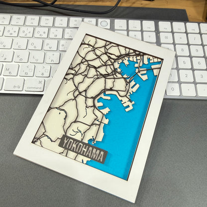 Yokohama Layered City Map | 5 × 7 Paper Art