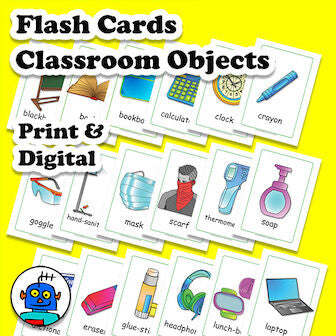 English Classroom Objects Flash Cards | Digital Download