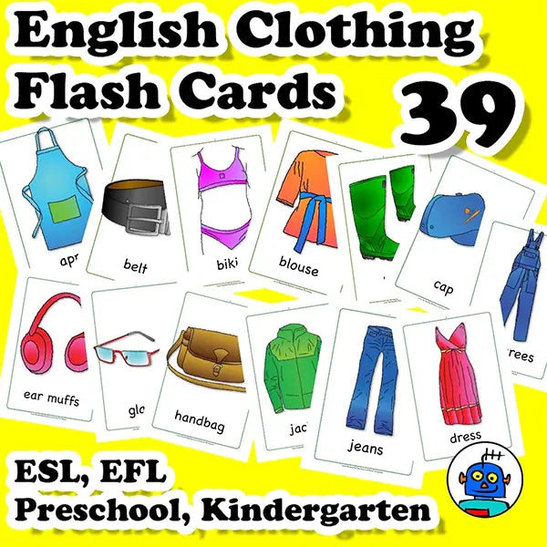 English Clothing Flash Cards | Digital Download