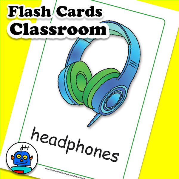 English Classroom Objects Flash Cards | Digital Download