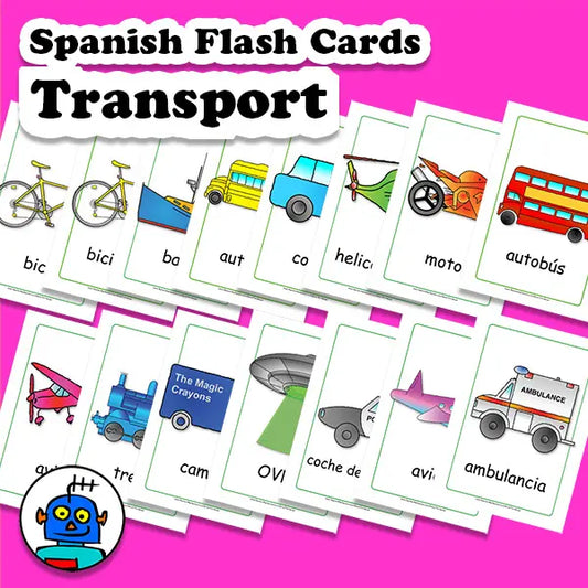 Spanish Transport Flash Cards | Digital Download