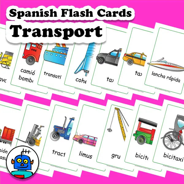 Spanish Transport Flash Cards | Digital Download