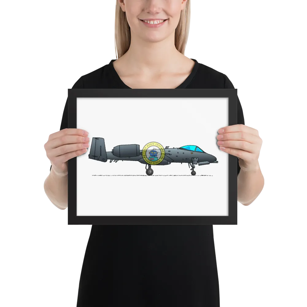 A-10 サンダーボルト II 額入りプリント、ウォートホッグ軍用戦闘機 D079