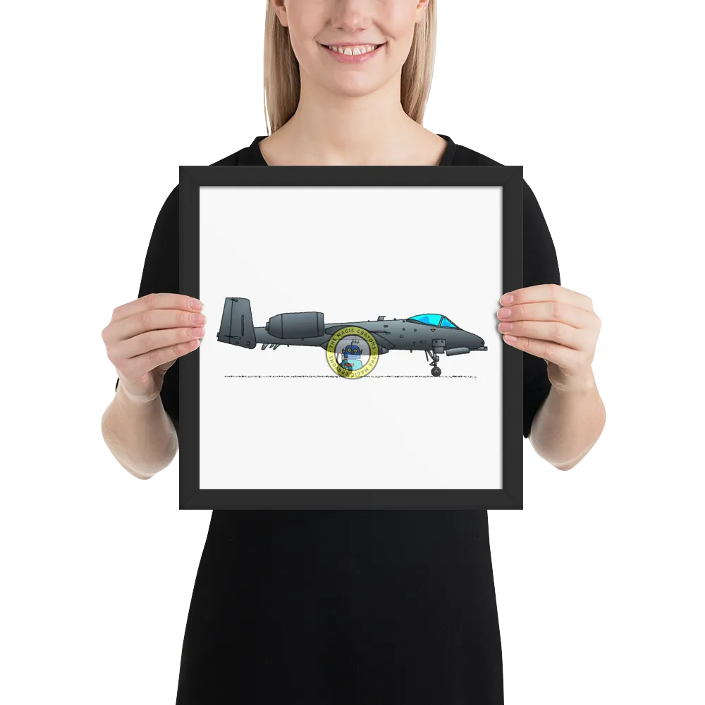 A-10 サンダーボルト II 額入りプリント、ウォートホッグ軍用戦闘機 D079