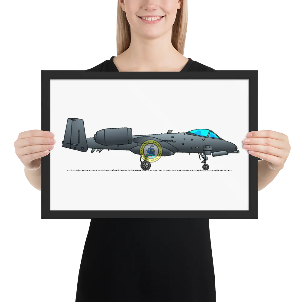 A-10 サンダーボルト II 額入りプリント、ウォートホッグ軍用戦闘機 D079