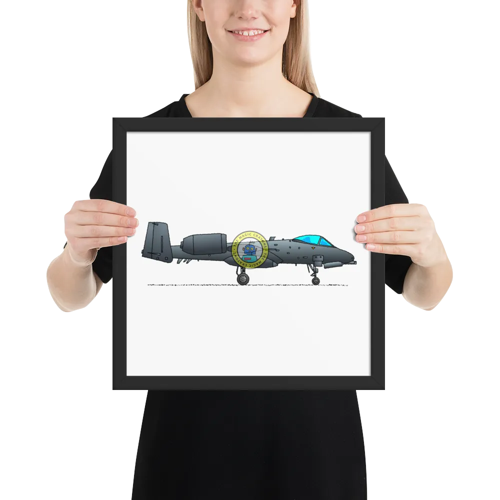 A-10 サンダーボルト II 額入りプリント、ウォートホッグ軍用戦闘機 D079