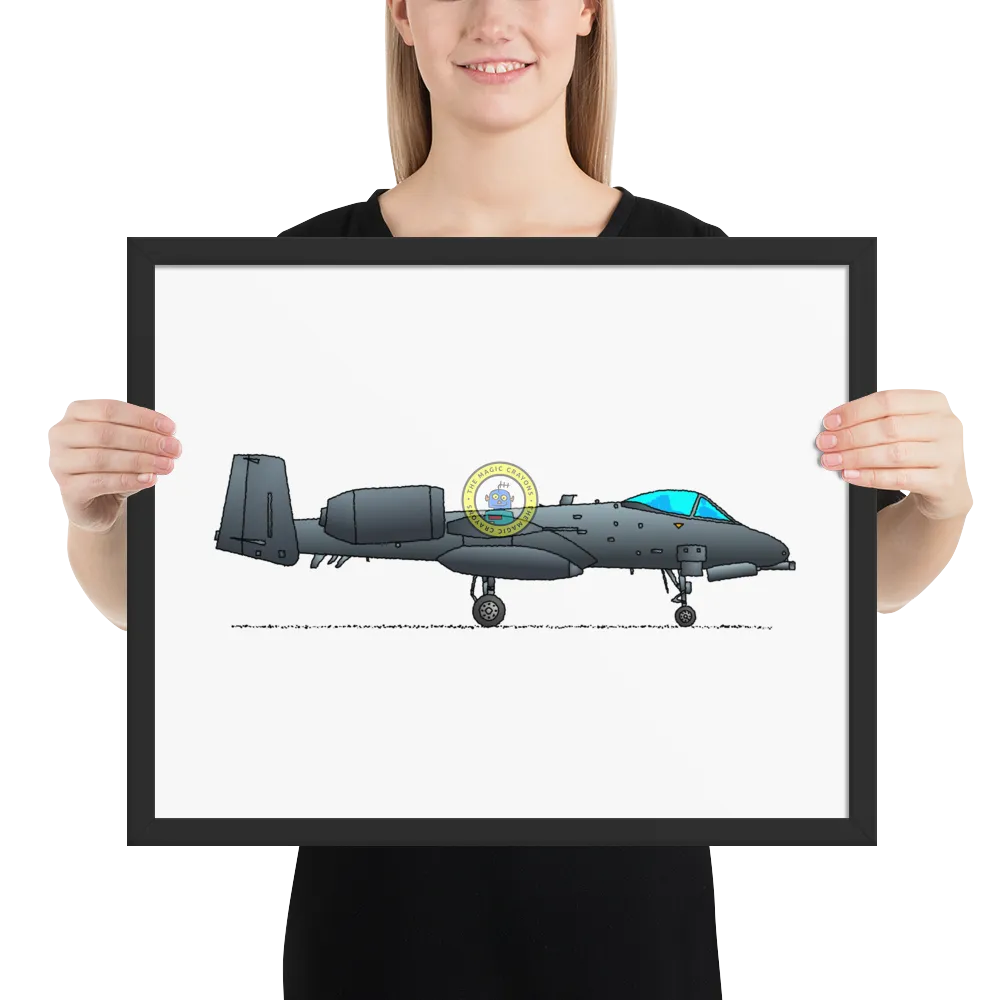 A-10 サンダーボルト II 額入りプリント、ウォートホッグ軍用戦闘機 D079