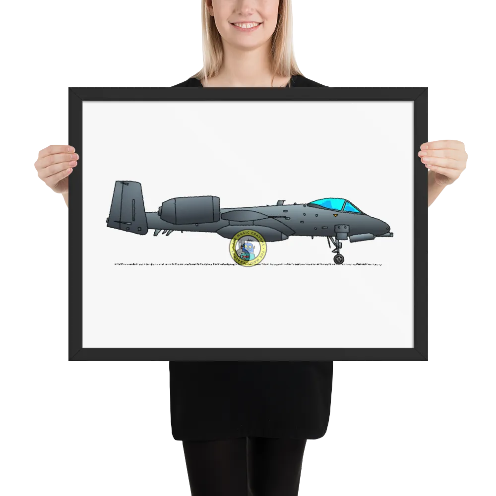 A-10 サンダーボルト II 額入りプリント、ウォートホッグ軍用戦闘機 D079