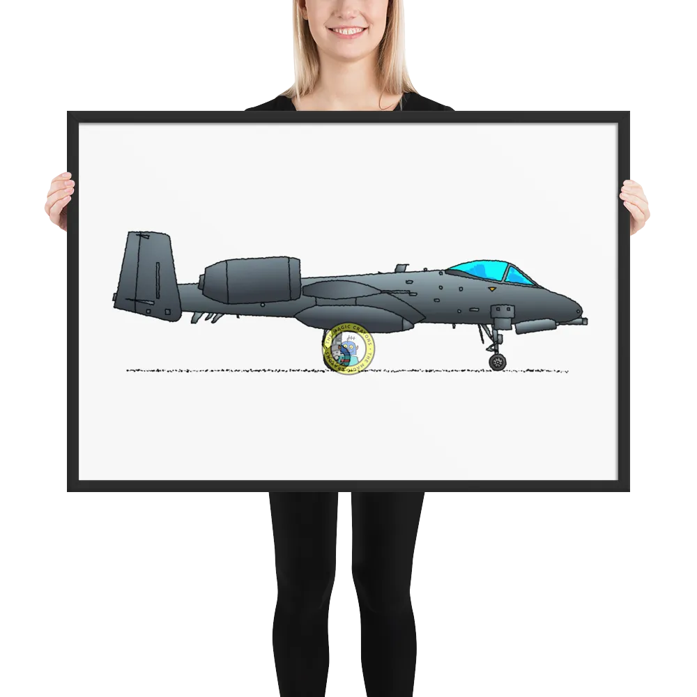 A-10 サンダーボルト II 額入りプリント、ウォートホッグ軍用戦闘機 D079