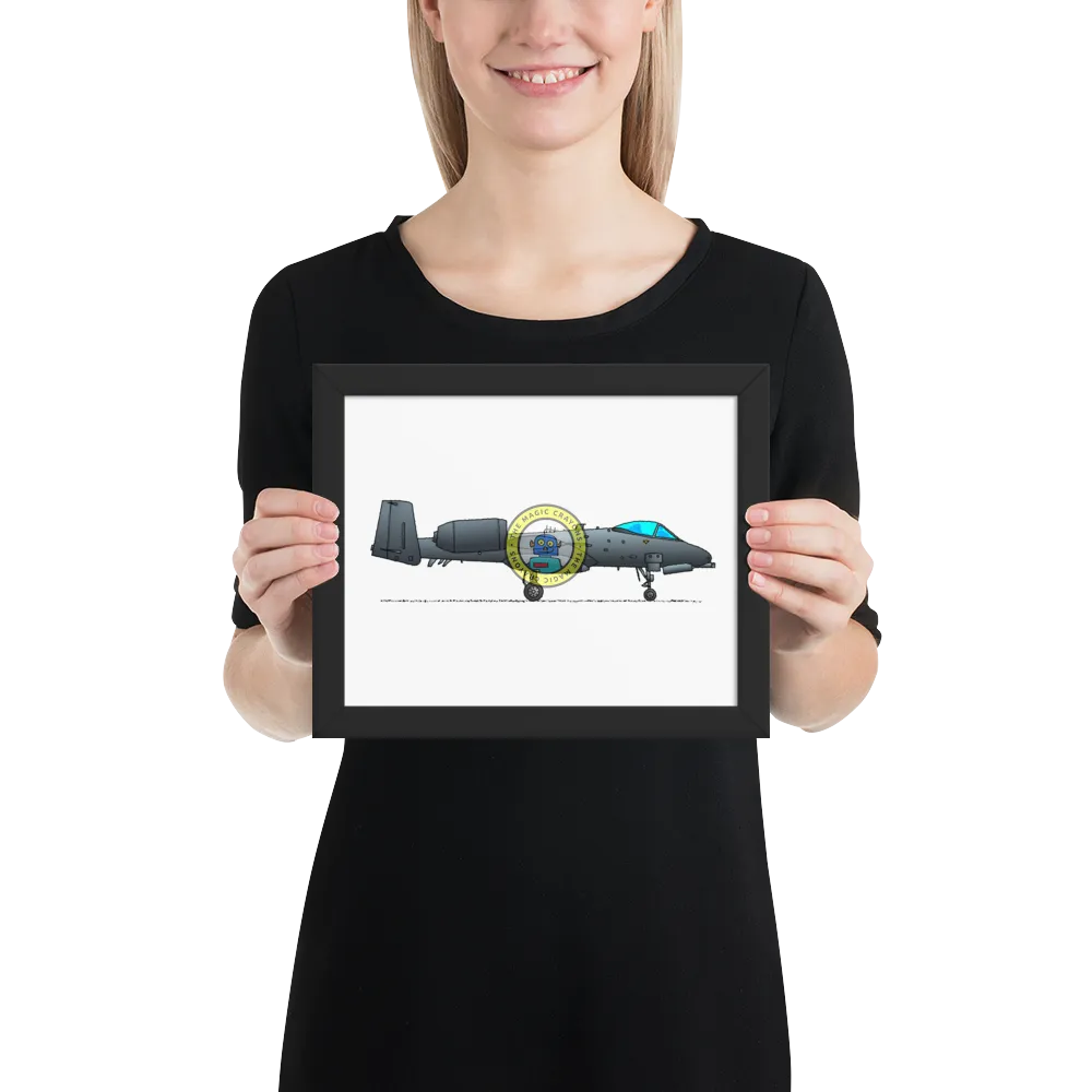 A-10 Thunderbolt II Framed Print, Warthog Military Fighter Jet D079