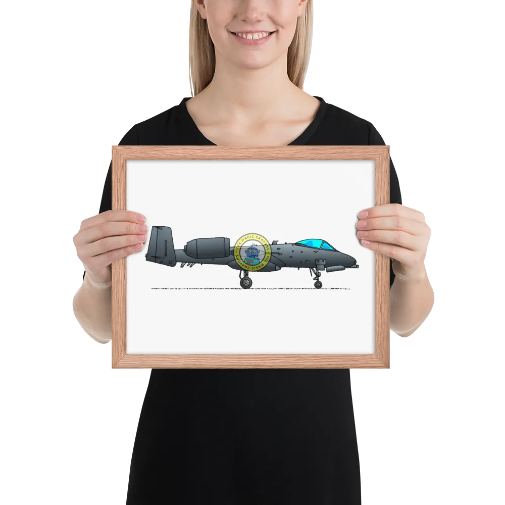 A-10 サンダーボルト II 額入りプリント、ウォートホッグ軍用戦闘機 D079