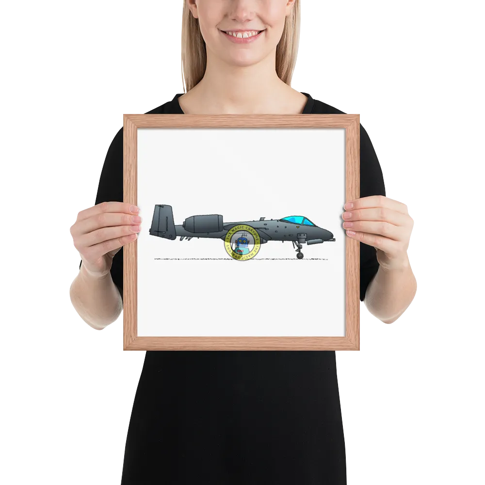 A-10 サンダーボルト II 額入りプリント、ウォートホッグ軍用戦闘機 D079