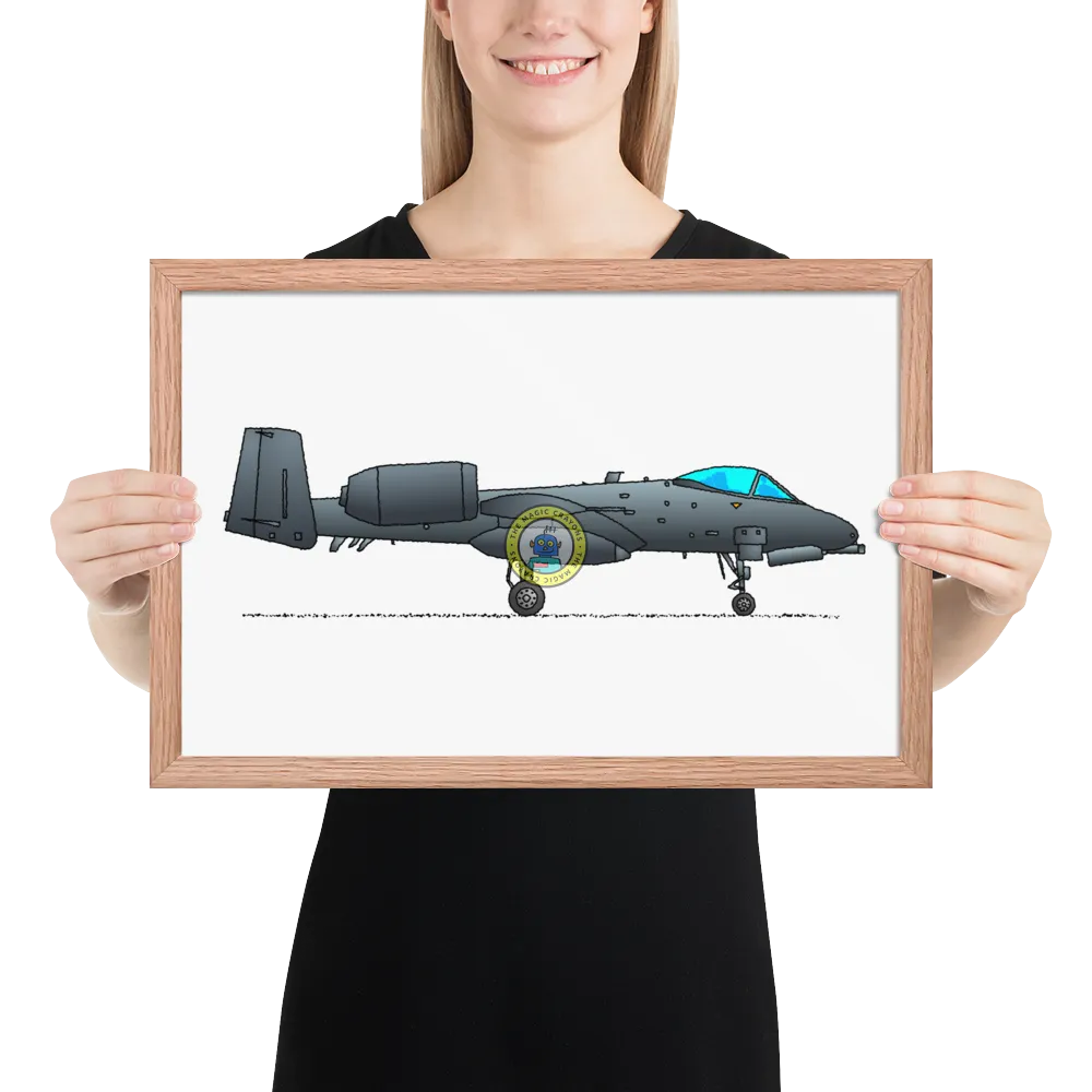 A-10 サンダーボルト II 額入りプリント、ウォートホッグ軍用戦闘機 D079