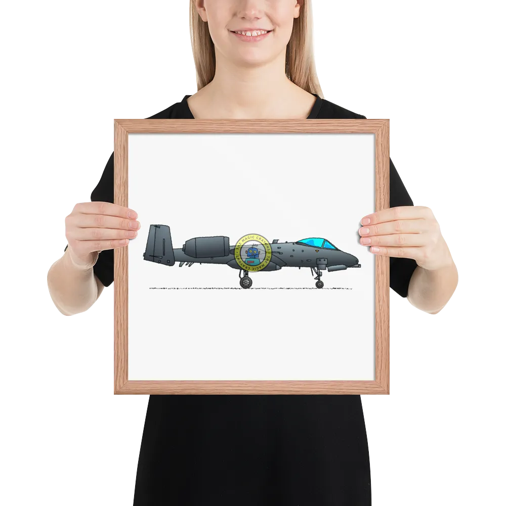 A-10 サンダーボルト II 額入りプリント、ウォートホッグ軍用戦闘機 D079