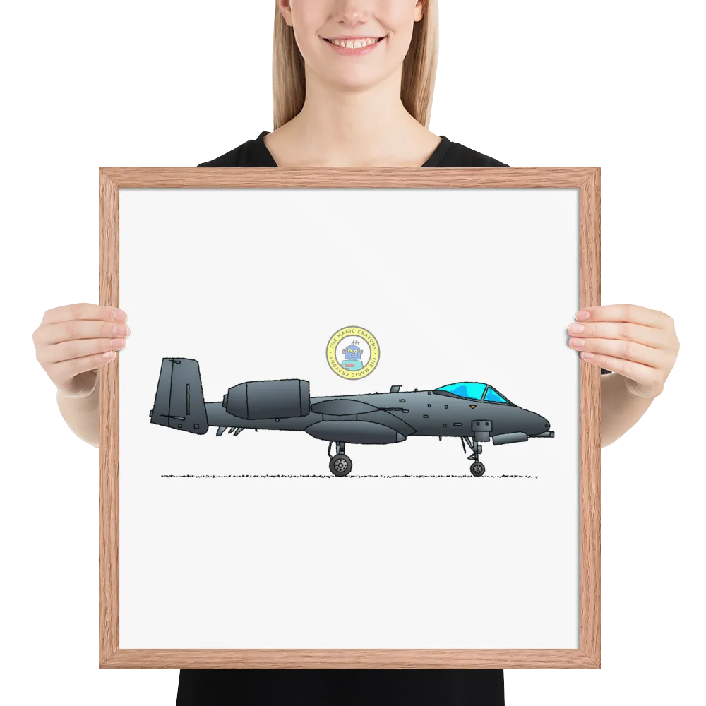A-10 サンダーボルト II 額入りプリント、ウォートホッグ軍用戦闘機 D079