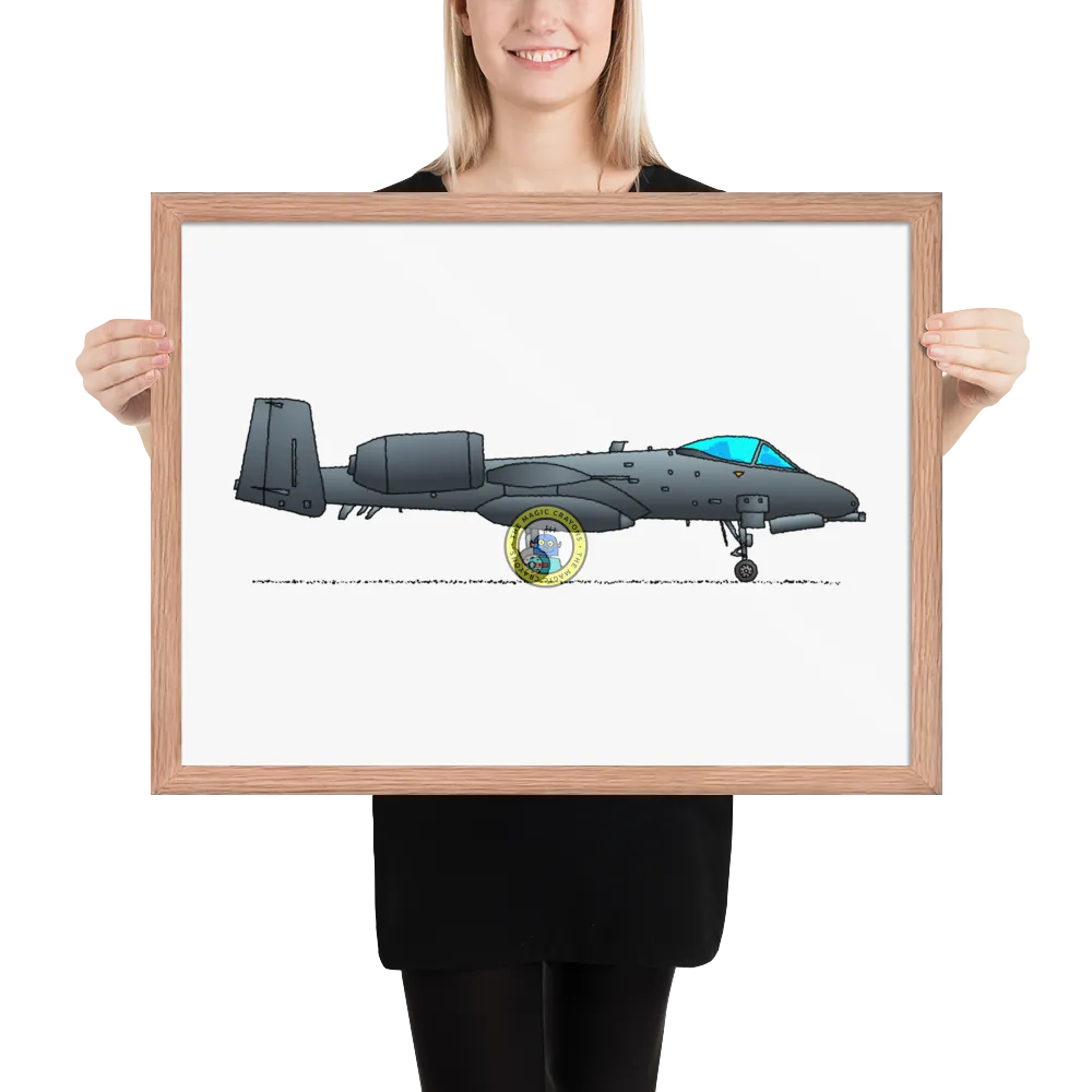 A-10 サンダーボルト II 額入りプリント、ウォートホッグ軍用戦闘機 D079