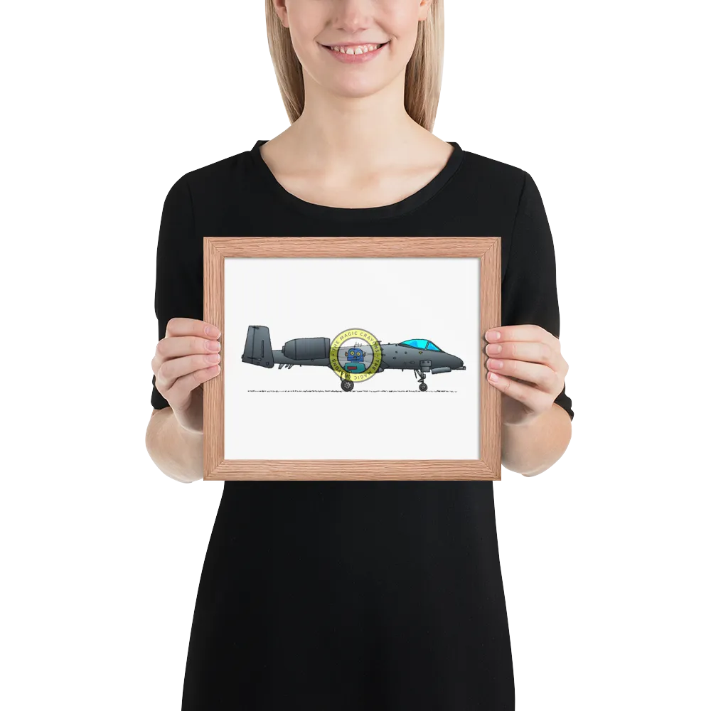 A-10 サンダーボルト II 額入りプリント、ウォートホッグ軍用戦闘機 D079