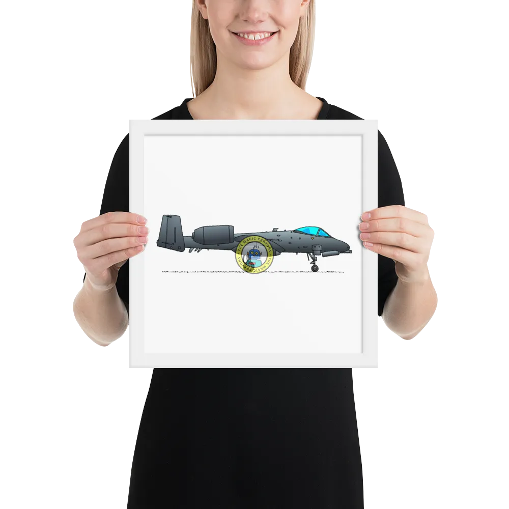 A-10 サンダーボルト II 額入りプリント、ウォートホッグ軍用戦闘機 D079