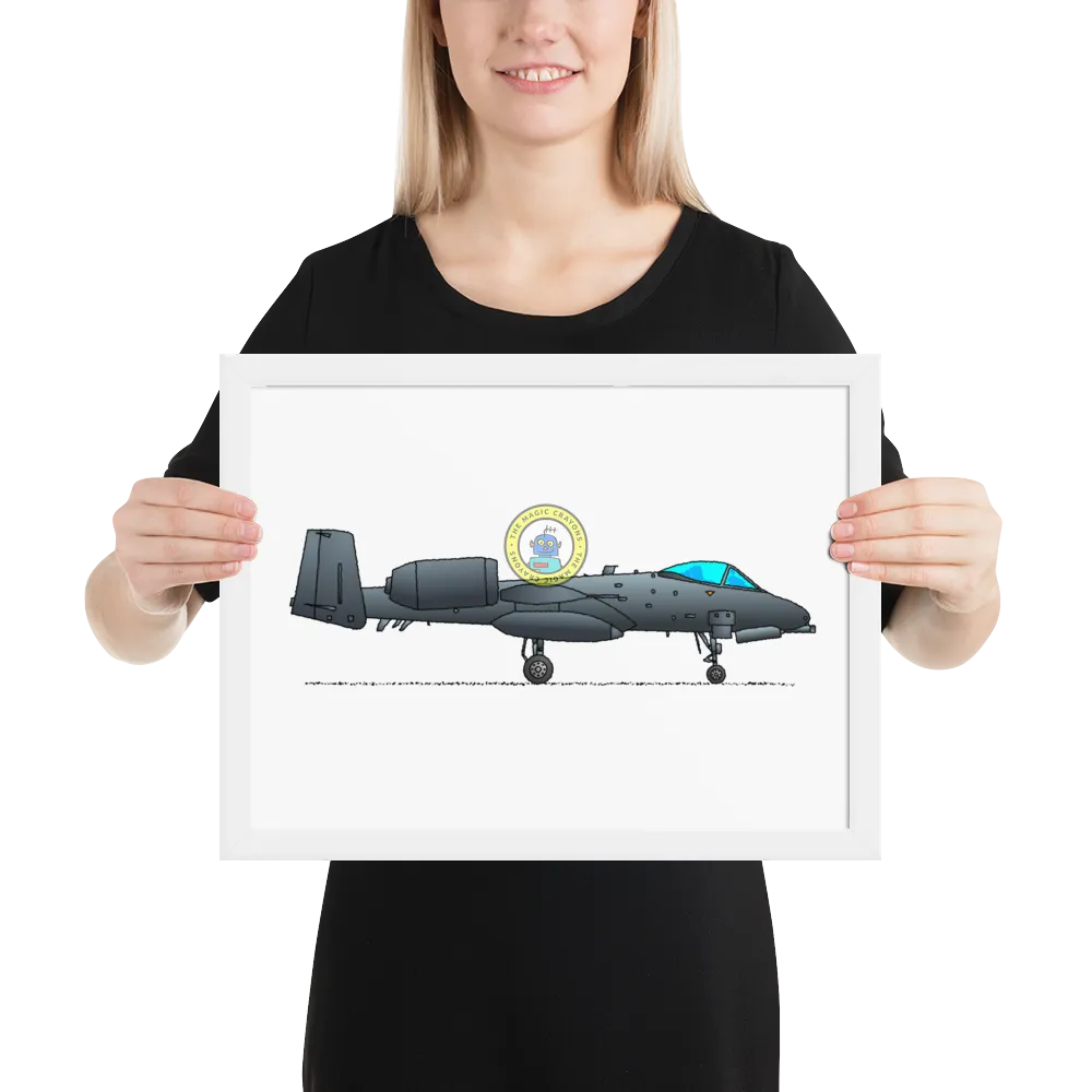 A-10 サンダーボルト II 額入りプリント、ウォートホッグ軍用戦闘機 D079