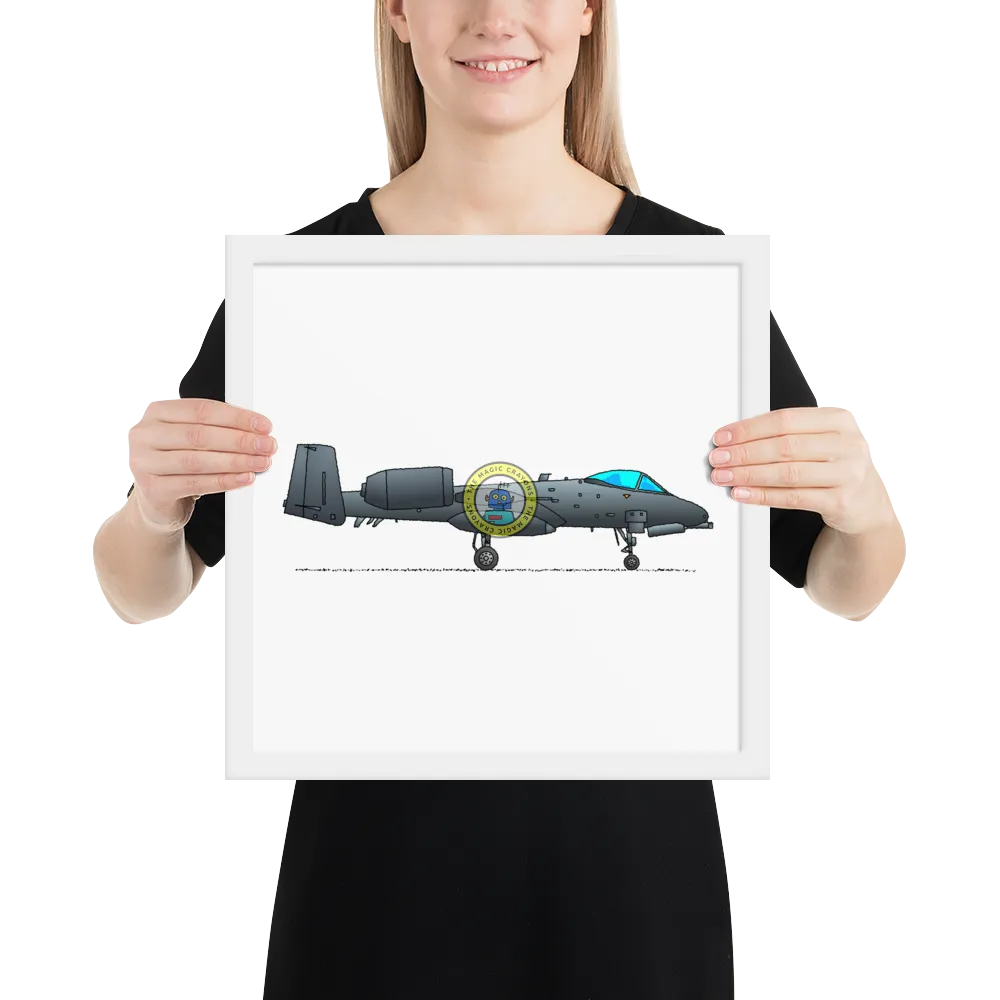 A-10 サンダーボルト II 額入りプリント、ウォートホッグ軍用戦闘機 D079