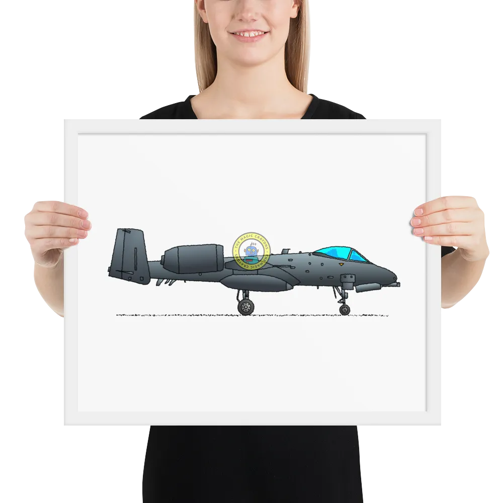 A-10 サンダーボルト II 額入りプリント、ウォートホッグ軍用戦闘機 D079